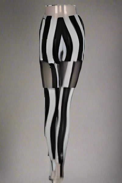 Stripe and Mesh Print Leggings 3