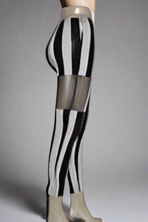 Stripe and Mesh Print Leggings 2