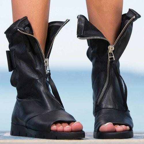 Garter Zipper Sandals Flat - Prima Dons & Donnas